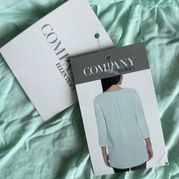 NEW Ellen Tracey Sweater Women's Size Small Mint Green Lightweight Layered VNeck - Picture 5 of 8